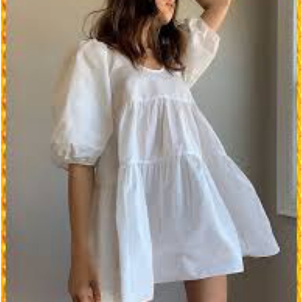 Wilfred White Mini Tiered Babydoll Dress - Picture 2 of 6